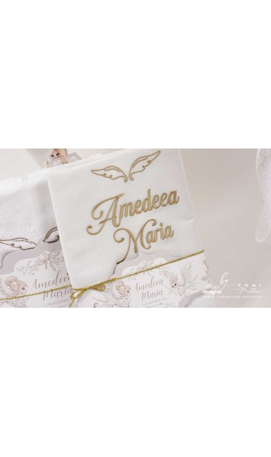 Trusou botez alb cu ingeri ideal pentru iarna Ingerul alb 7